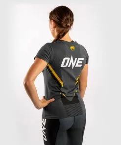 Venum ONE FC Impact T-shirt Women - Grey-Yellow -Training gear shop 012a0affe32eb878db44daaa268b1f80ceae2468 TS ONEFC BLACK YELLOW 03