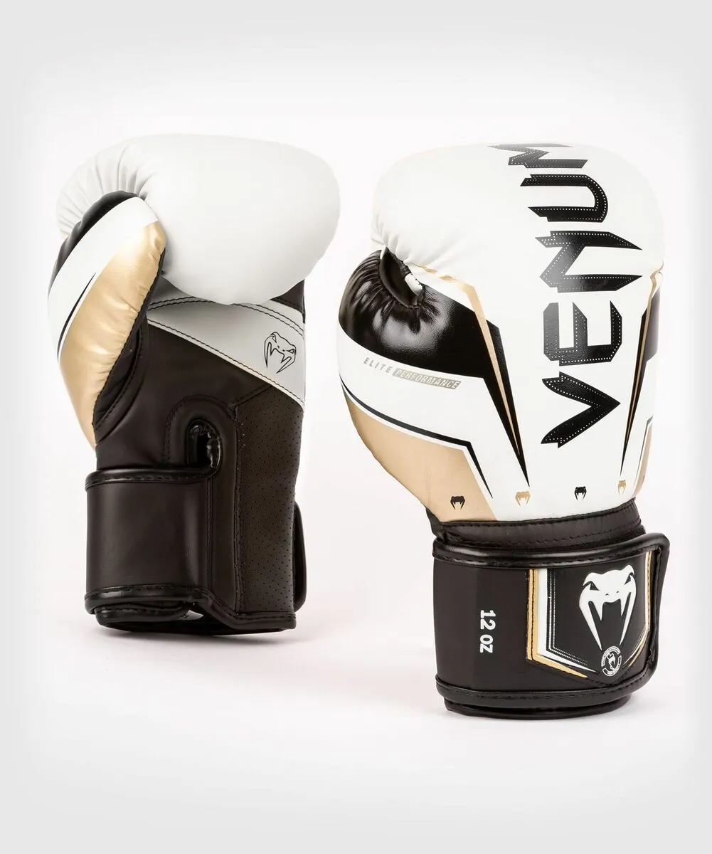 Venum Elite Evo Boxing Gloves - White/Gold 4 Venum Elite Evo Boxing Gloves - White/Gold - Image 2