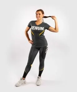 Venum ONE FC Impact T-shirt Women - Grey-Yellow -Training gear shop 1d82ee2fb5dd28f213c13f781b176d793d52aeab TS ONEFC BLACK YELLOW 10