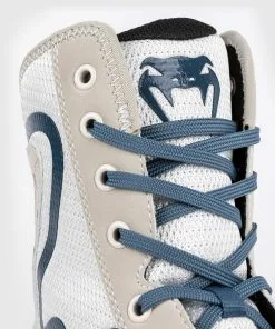 Venum Elite Evo Monogram Boxing Shoes, White/Blue -Training gear shop 366cc50d8968a63eb584acd92eb572b441272eba BOXING SHOES MONOGRAM WHITE BLUE 13