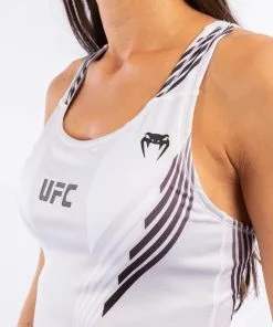 UFC Venum Authentic Fight Night Women's Fitted Tank With Shelf Bra - White -Training gear shop 3bd223cdd7264f2e96feac2948cfcc808d4b068b VNMUFC 00012 002 05