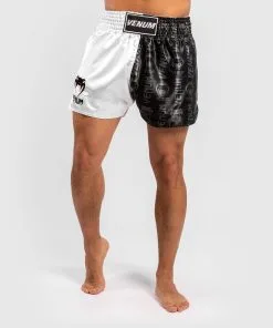 Venum Logos Muay Thai Shorts - Black-White