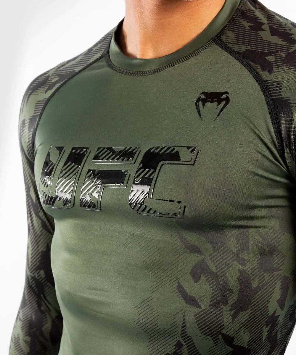 UFC Venum Authentic Fight Week Men's Performance Long Sleeve Rashguard - Khaki 6 UFC Venum Authentic Fight Week Men's Performance Long Sleeve Rashguard - Khaki - Image 4