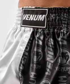 Venum Logos Muay Thai Shorts - Black-White -Training gear shop 77a4c7e7f51268fc8e8254598a9ef862ac7febaa SHORT MUAYTHAI LOGOS BLACK WHITE 05