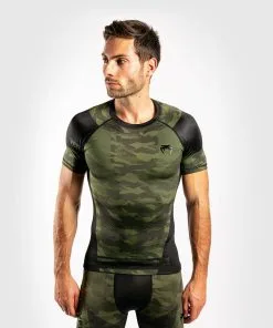 Venum Trooper SS Rashguard, Forest Camo/Black