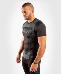 Venum One FC Impact Rashguard - Short Sleeves - Black-Black -Training gear shop 88793f0d3faa9836572e7c71eb33227076fbe63f RASH SS ONEFC IMPACT BLACK BLACK 02