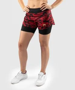 Venum Defender Hybrid Compression Shorts For Women -Training gear shop HYBRID COMPRESSION SHORT DEFENDER BLACK RED SD 01
