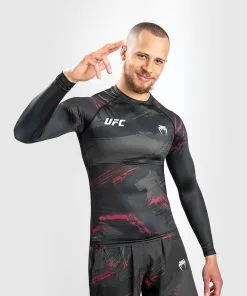 UFC Venum Authentic Fight Week 2.0 Men's Long Sleeve Rashguard - Black-Red