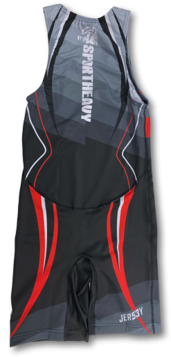 Sportheavy Weightlifting/ Wrestling Singlet -Training gear shop Sportheavy20Painonnosto painitrikoot20musta20punainen20takaa20valmis