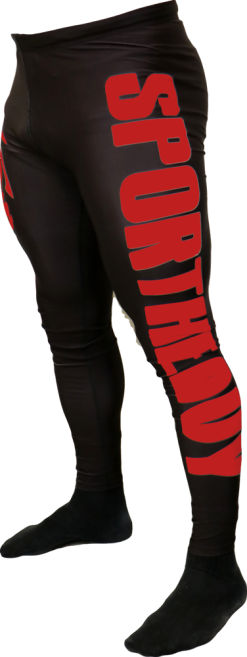 Sportheavy Tights - Black-red -Training gear shop Sportheavy Trikoo punainen text