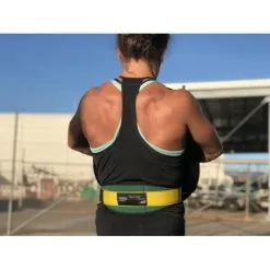 Schiek 2004 Neoprene Belt -Training gear shop Tia20Clair20Toomey20with20Schiek20T200420special20edition20noprene20belt20neopreenivyC3B620yellow20green20keltainen20vihreC3A4