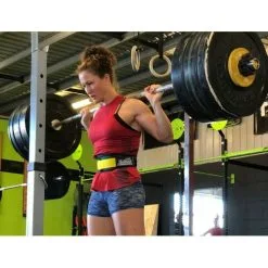 Schiek 2004 Neoprene Belt -Training gear shop Tia20Clair20Toomey20with20Schiek20T200420special20edition20noprene20belt20neopreenivyC3B620yellow20green20keltainen20vihreC3A420squat