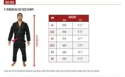 Venum 2.0 Contender BJJ Gi -Training gear shop VENUM SIZING CHART BJJ GIS96 1