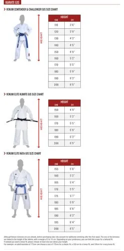 Venum Contender Kids And Adults Karate GI 5 Venum Contender Kids And Adults Karate GI -Training gear shop VENUM SIZING CHART KARATE GIS