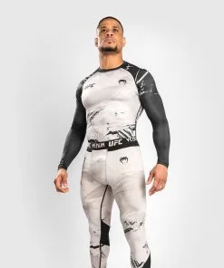 UFC Venum Authentic Fight Week 2.0 Men's Long Sleeve Rashguard - Sand-Black -Training gear shop VNMUFC 00110 040 012028129