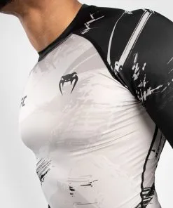 UFC Venum Authentic Fight Week 2.0 Men's Long Sleeve Rashguard - Sand-Black -Training gear shop VNMUFC 00110 040 08