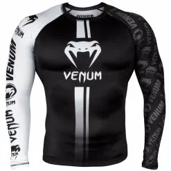 Venum Logos LS Long Sleeve Rashguard -Training gear shop Venum20Logos20Long20Sleeve20Rashguard20LS20black20White20musta20valkoinen20front