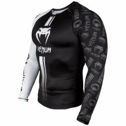 Venum Logos LS Long Sleeve Rashguard -Training gear shop Venum20Logos20Long20Sleeve20Rashguard20LS20black20White20musta20valkoinen20side