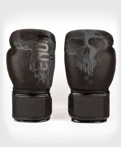 Venum Skull Boxing Gloves, Black-Black