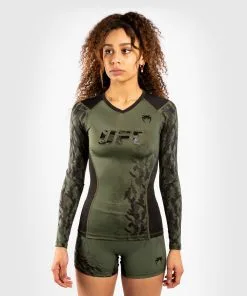 UFC Venum Authentic Fight Week Women's Performance Long Sleeve Rashguard - Khaki