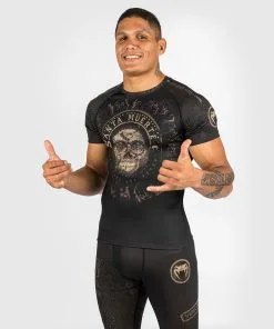 Venum Santa Muerte Dark Side Rashguard (23) - Shortsleeves Black/Brown