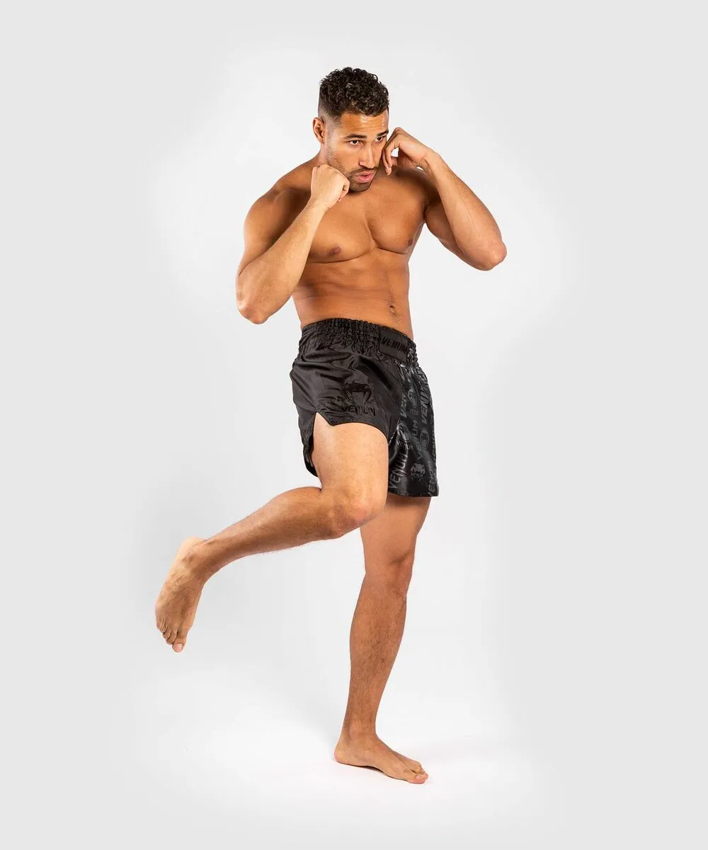 Venum Logos Muay Thai Shorts - Black-Black 10 Venum Logos Muay Thai Shorts - Black-Black - Image 8