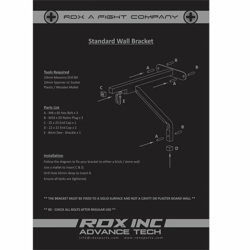 RDX X1 Punch Bag Steel Wall Bracket - Black 5 RDX X1 Punch Bag Steel Wall Bracket - Black - Image 3