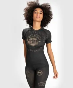 Venum Santa Muerte Dark Side Women´s Rashguard (23) - Shortsleeves Black/Brown