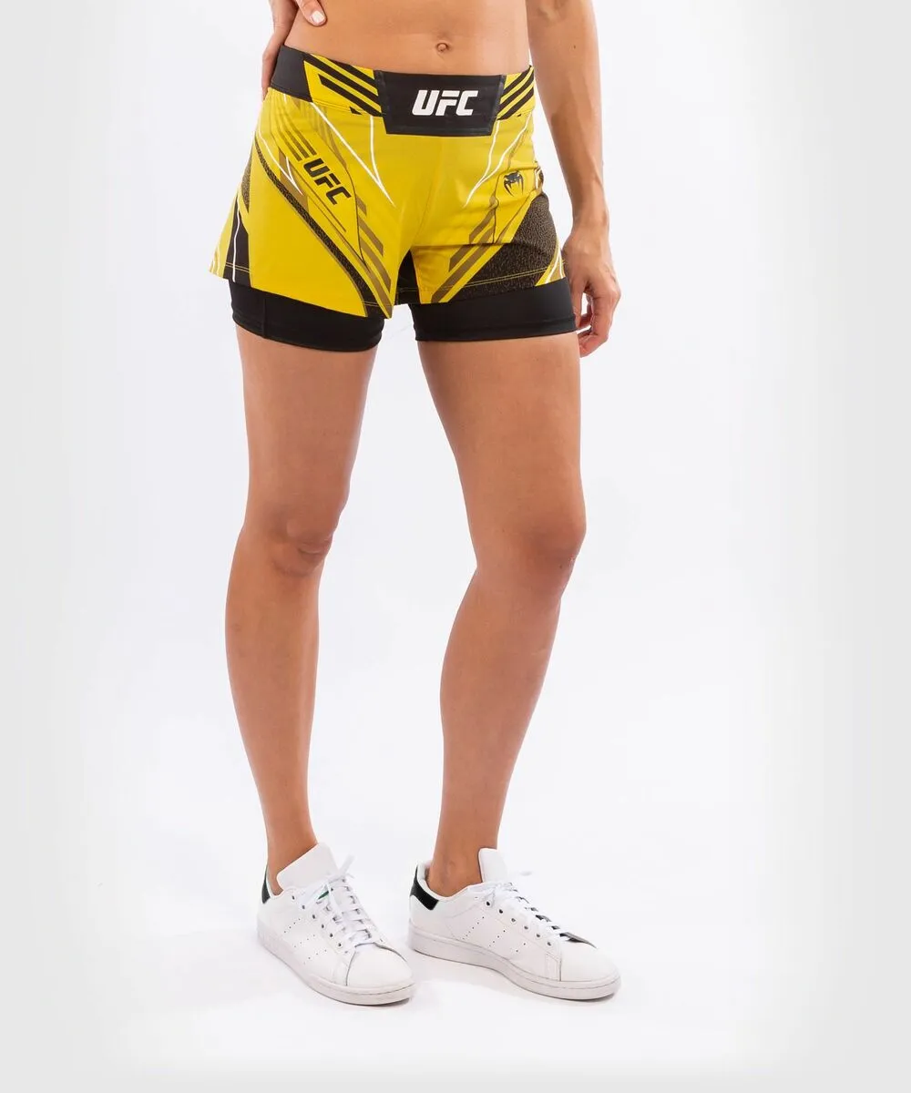 UFC Venum Authentic Fight Night Women's Shorts - Short Fit - Yellow 4 UFC Venum Authentic Fight Night Women's Shorts - Short Fit - Yellow - Image 2