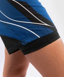 UFC Venum Authentic Fight Night Women's Shorts - Long Fit - Blue -Training gear shop d48884608ee1632836f080b7c01bfae38a6e7106 VNMUFC 00019 004 07