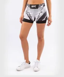 UFC Venum Authentic Fight Night Women's Shorts - Short Fit - White -Training gear shop dd46ab58031cdd6587e9c3721838291fa1a156a2 VNMUFC 00020 002 02