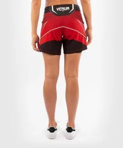 UFC Venum Authentic Fight Night Women's Shorts - Long Fit - Red -Training gear shop e533c0a680beb6e531468b6950844a8478e63b3f VNMUFC 00019 003 04B