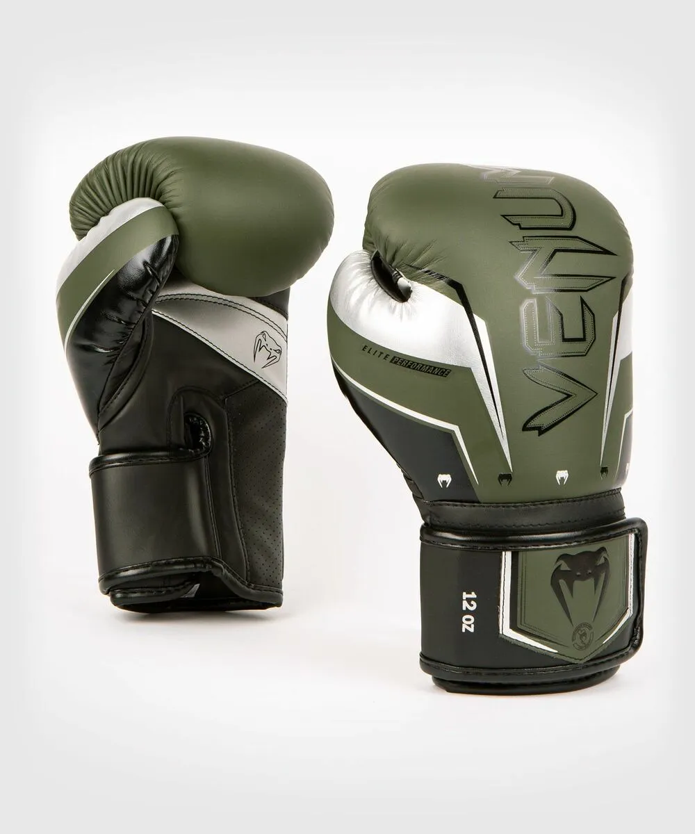 Venum Elite Evo Boxing Gloves - Khaki/Silver 4 Venum Elite Evo Boxing Gloves - Khaki/Silver - Image 2
