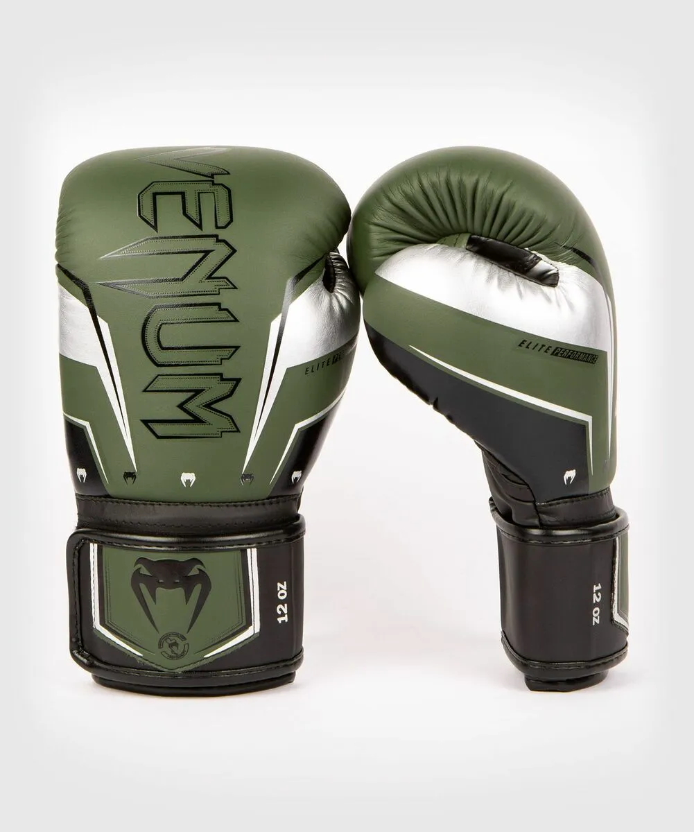 Venum Elite Evo Boxing Gloves - Khaki/Silver 3 Venum Elite Evo Boxing Gloves - Khaki/Silver