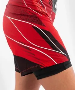 UFC Venum Authentic Fight Night Women's Shorts - Long Fit - Red -Training gear shop ee5671e3085ba9b252ae31e68d831471cb812ef9 VNMUFC 00019 003 10