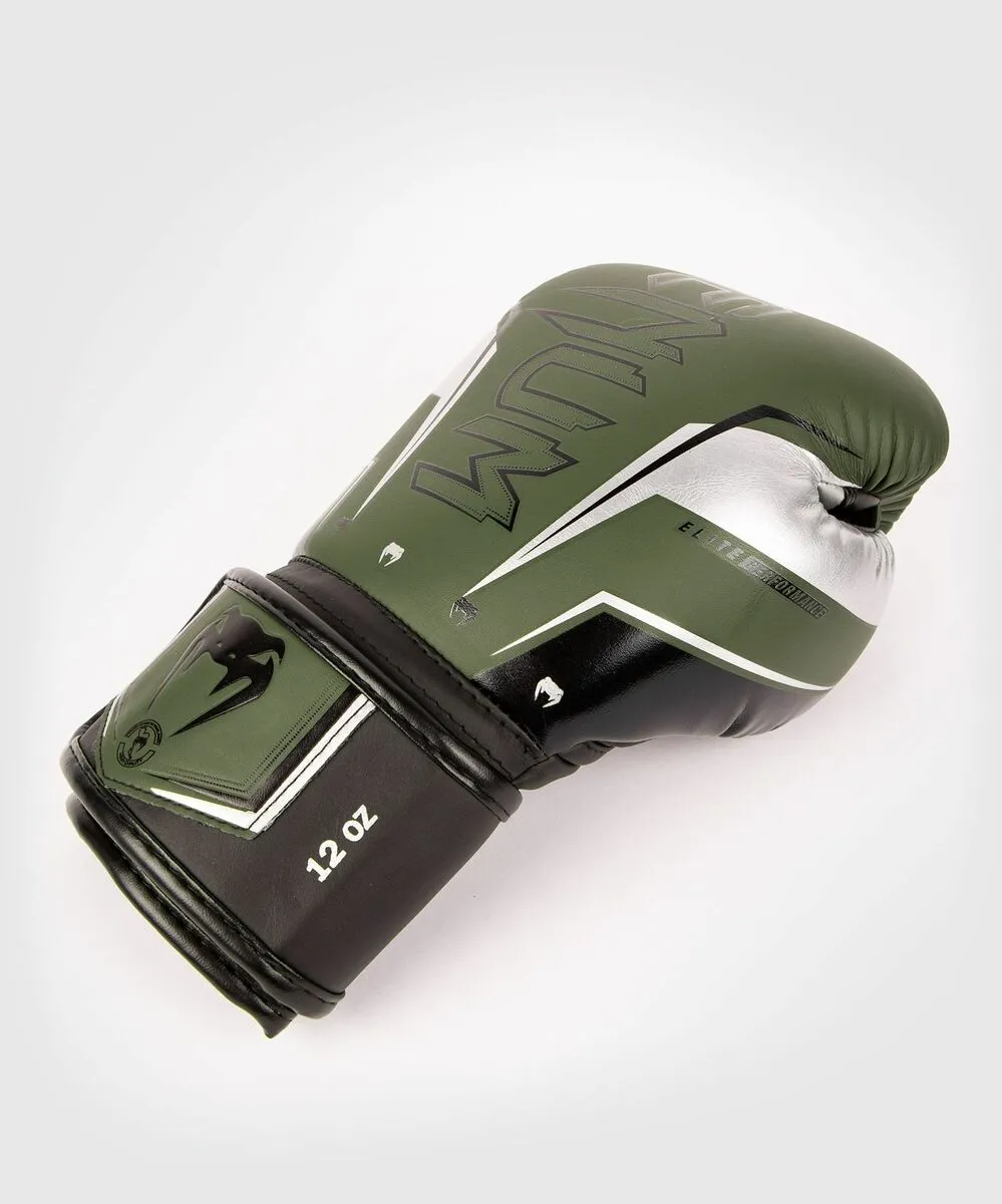 Venum Elite Evo Boxing Gloves - Khaki/Silver 6 Venum Elite Evo Boxing Gloves - Khaki/Silver - Image 4