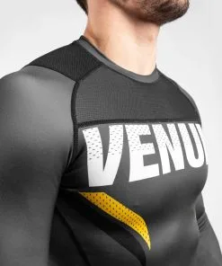 Venum One FC Impact Rashguard - Long Sleeves - Grey-Yellow -Training gear shop f2cc8230cf71ce8d3680b4827802699e07567e04 RASH LS ONEFC IMPACT GREY YELLOW 06