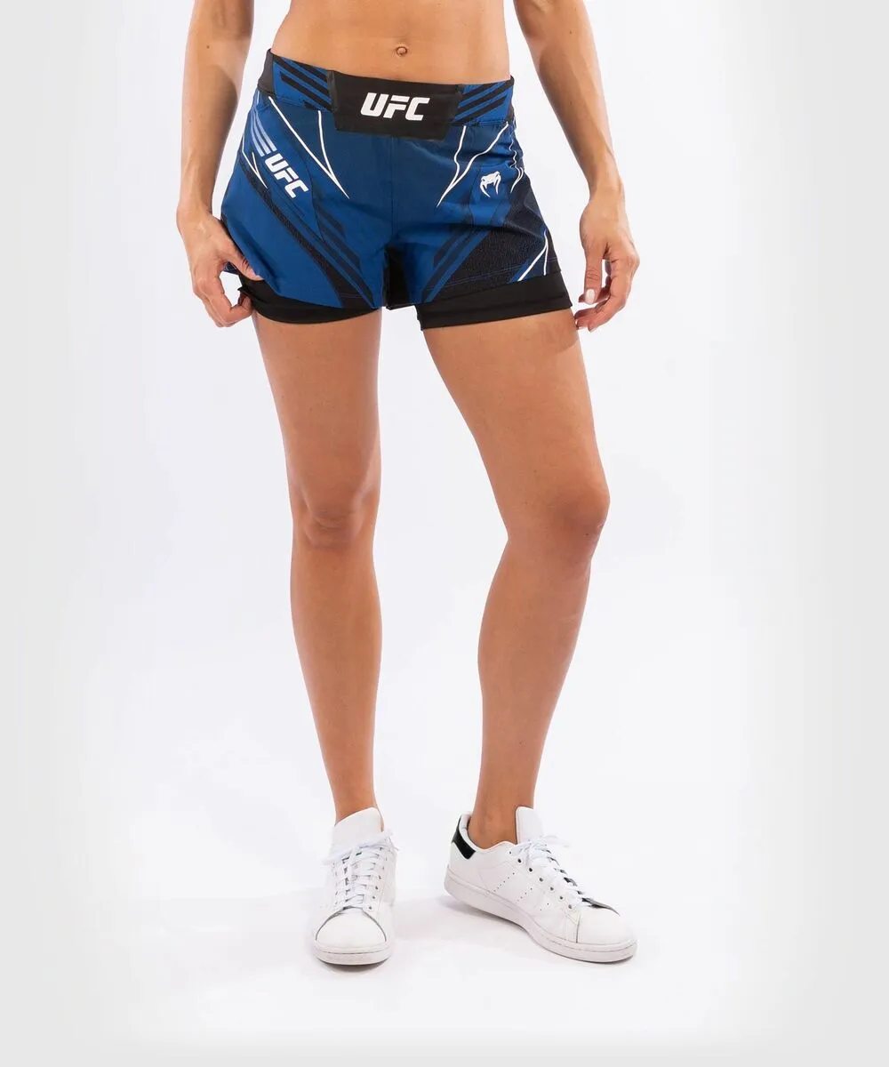 UFC Venum Authentic Fight Night Women's Shorts - Short Fit - Blue 5 UFC Venum Authentic Fight Night Women's Shorts - Short Fit - Blue - Image 3