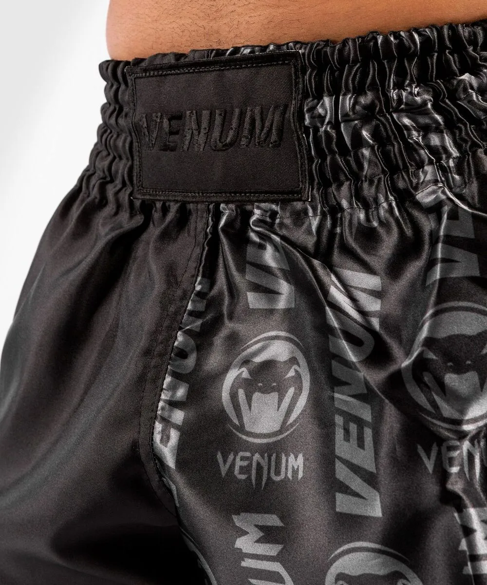 Venum Logos Muay Thai Shorts - Black-Black 7 Venum Logos Muay Thai Shorts - Black-Black - Image 5