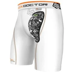 Shock Doctor 235 Compression Short With AirCore Hard Cup (White)